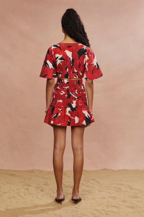Amur Elle Smocked Crop Top In Red