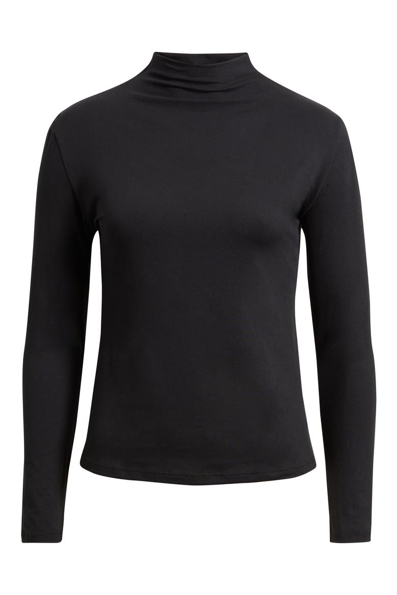 Melody Funnel Neck Top, Alternate, color, BLACK