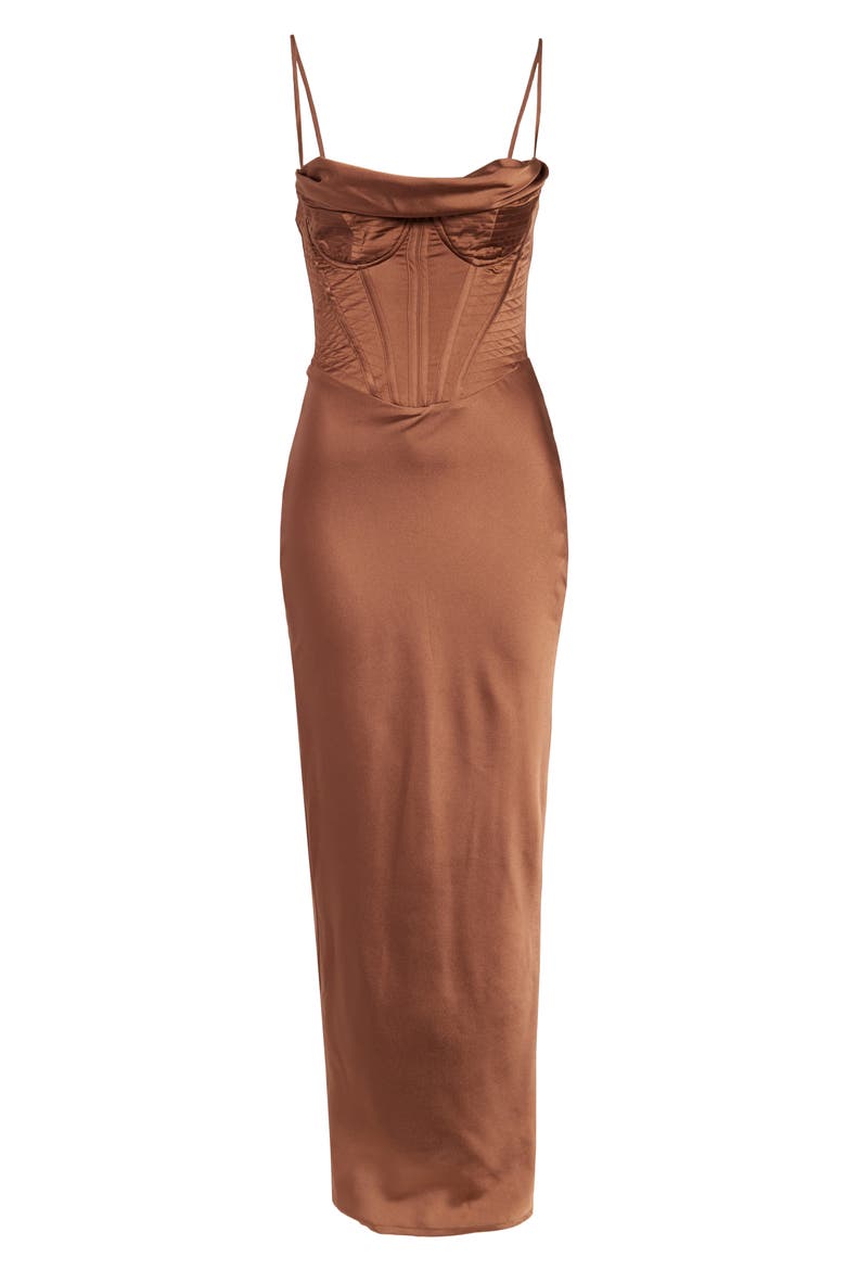 Charmaine Corset Dress, Alternate, color, CHOCOLATE