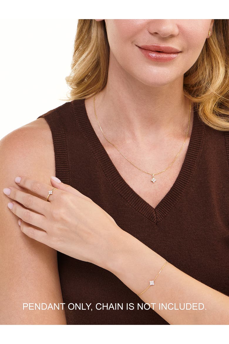 Clover Lab Grown Diamond Pendant in 14K Gold, Alternate, color, Gold
