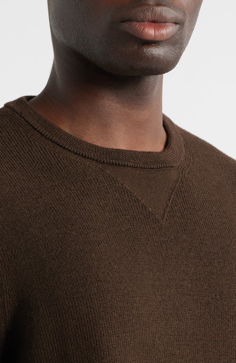MERZ B SCHWANEN Merino Ribbed Crewneck Sweater, Alternate, color, Coffee