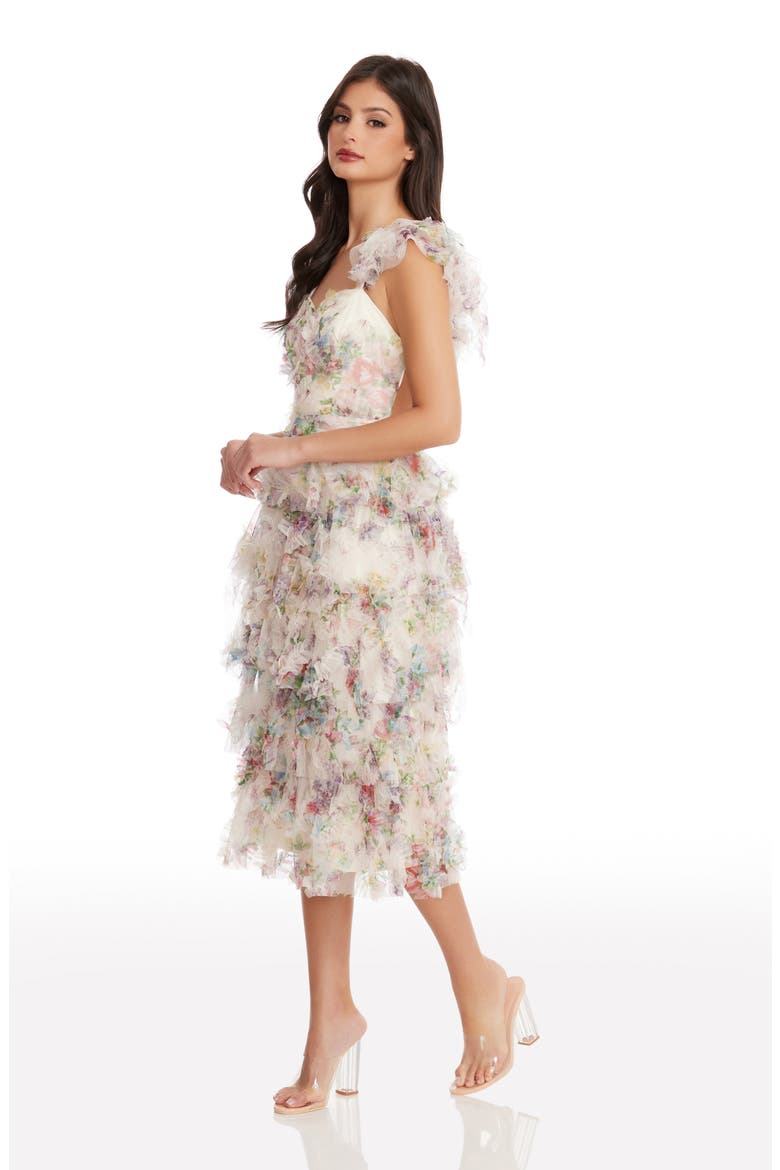Kristen Flutter Sleeve Ruffle Tier Dress, Alternate, color, IVORY MULTI
