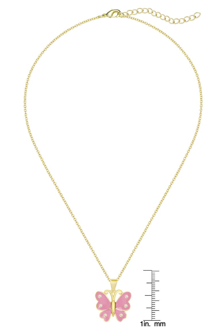 Kids' Crystal Butterfly Pendant Necklace, Alternate, color, PINK