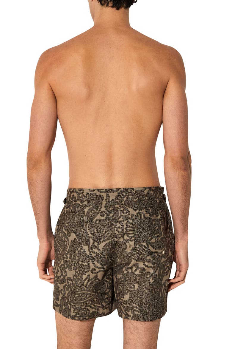 Fallow Floral Side Adjuster Swim Trunks, Alternate, color, MOCHA BROWN