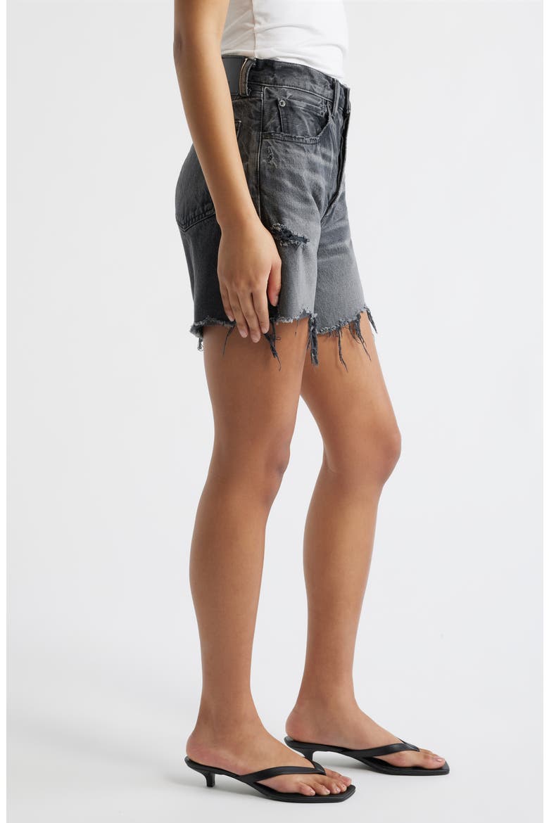 Shirley High Waist Cutoff Denim Shorts, Alternate, color, BLACK