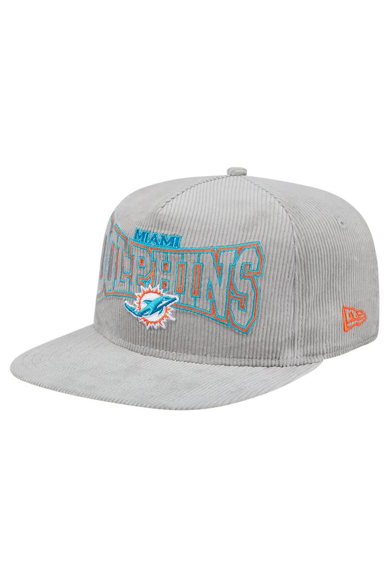 Men's New Era  Gray Miami Dolphins Corduroy Golfer Adjustable Hat, Main, color, Gray