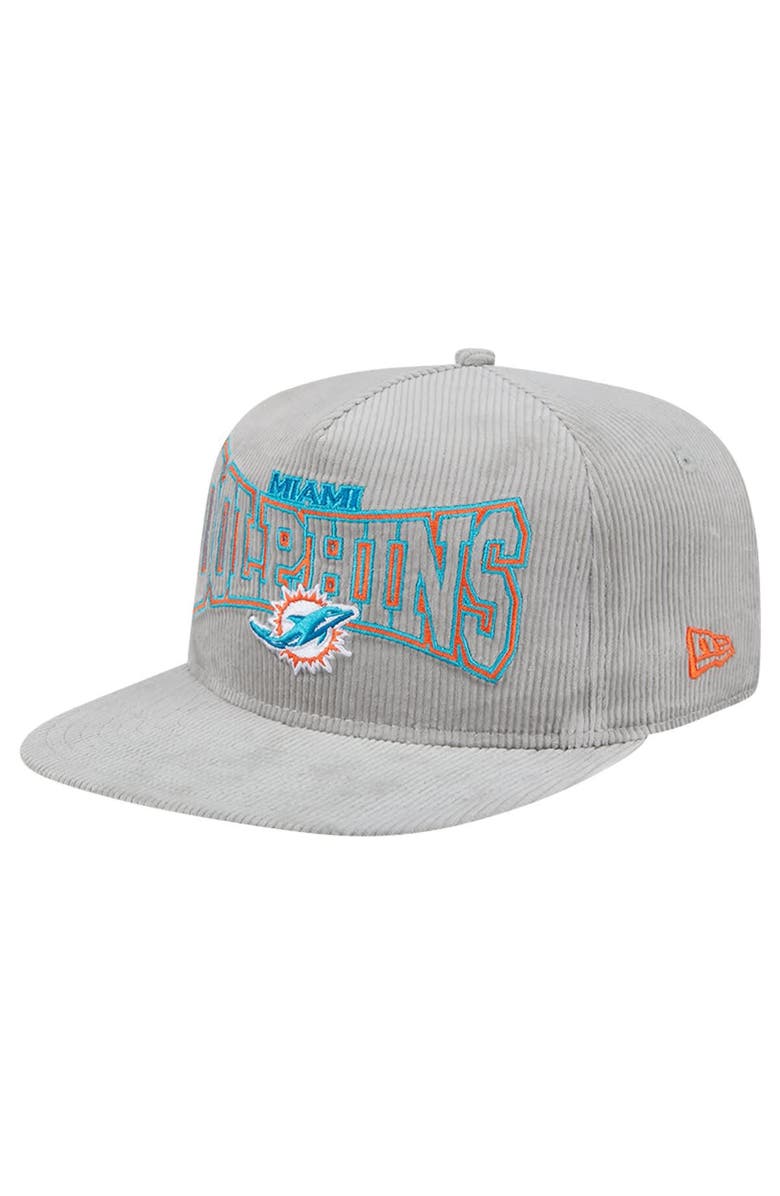 New Era Men's New Era Gray Miami Dolphins Corduroy Golfer Adjustable Hat, Main, color, Gray