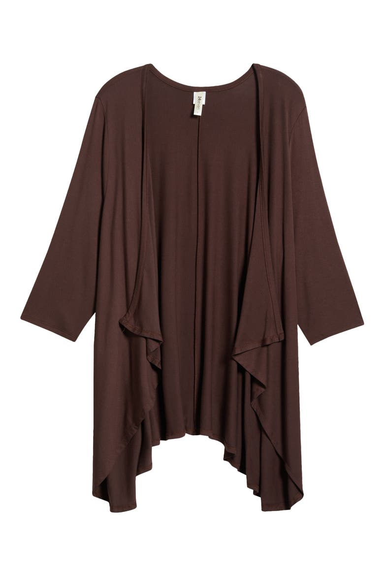Open Front Cardigan, Alternate, color, BROWN