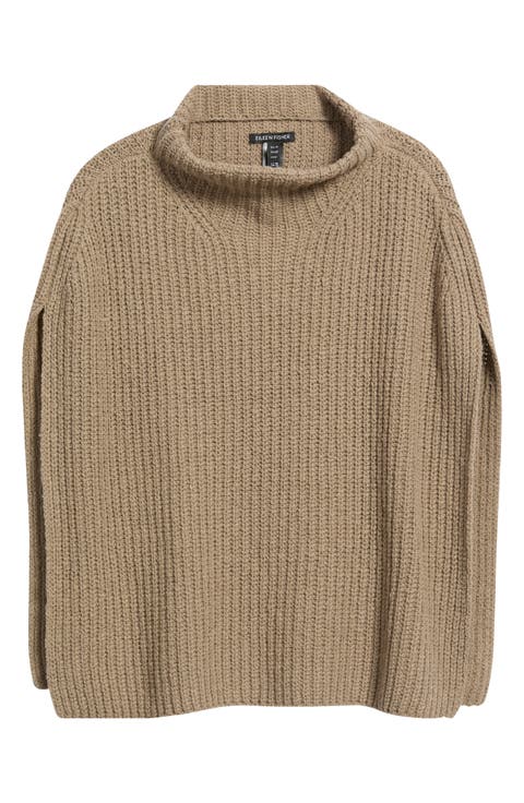 Cotton Blend Rib Poncho