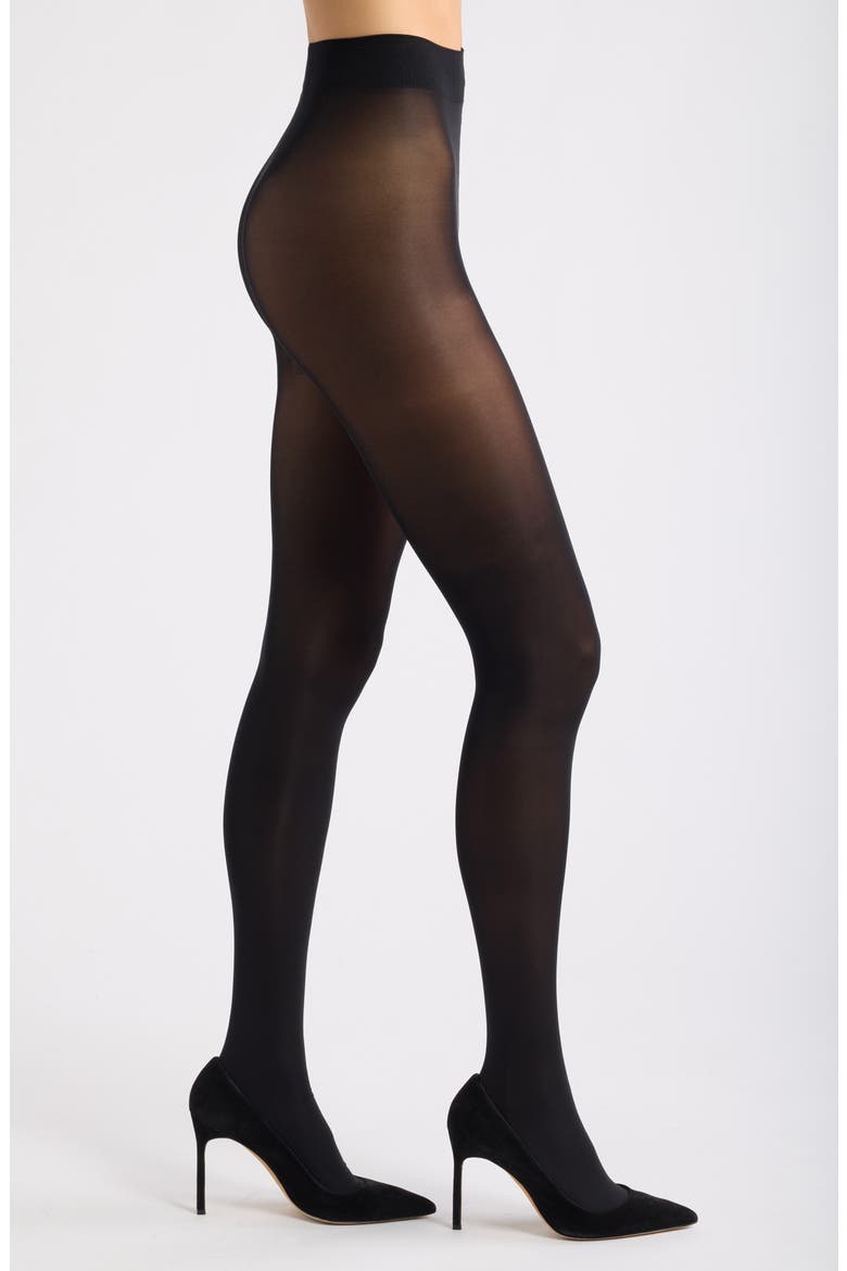 Super Gloss Opaque Tights, Main, color, BLACK
