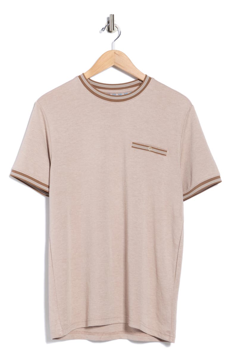 DENIM AND FLOWER Tipped Crewneck T-Shirt, Main, color, Beige