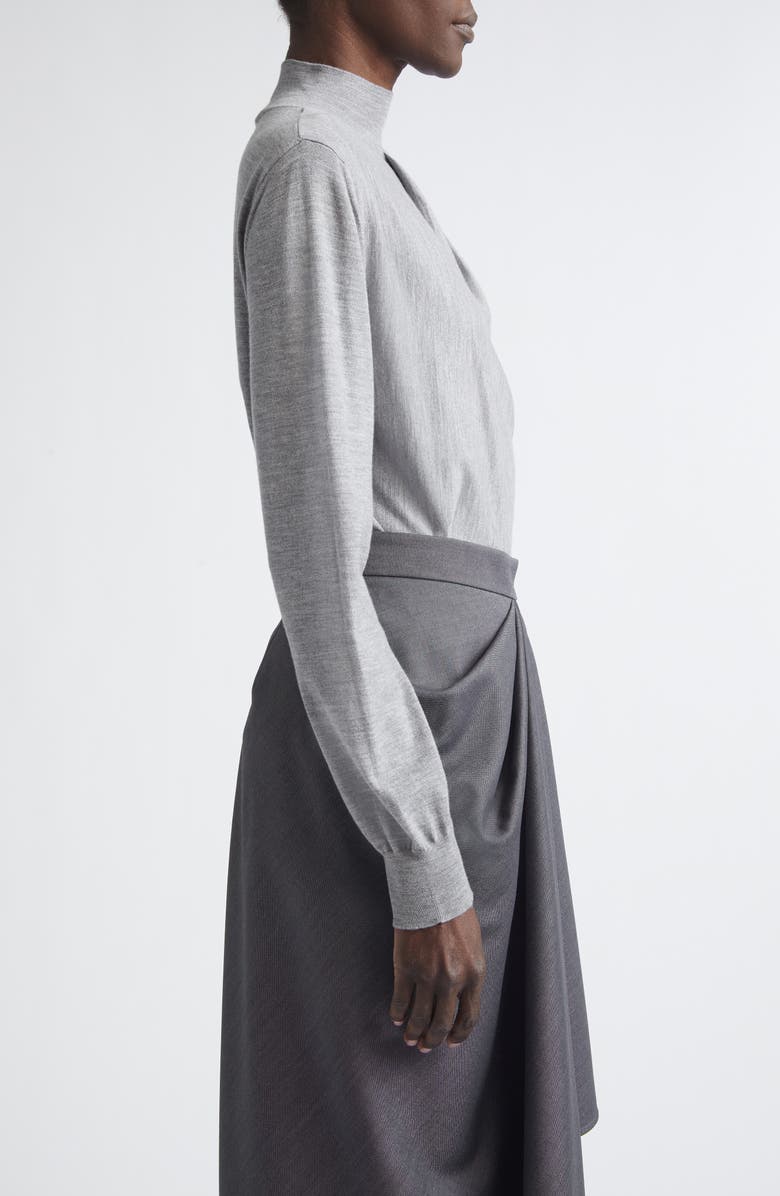 Givenchy Draped Merino Wool Blend Mock Neck Sweater, Alternate, color, Light Grey