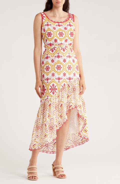 Athens Embroidered Peekaboo Maxi Dress