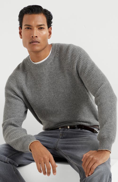 Brunello Cucinelli English Rib Knit Sweater In Dark Grey