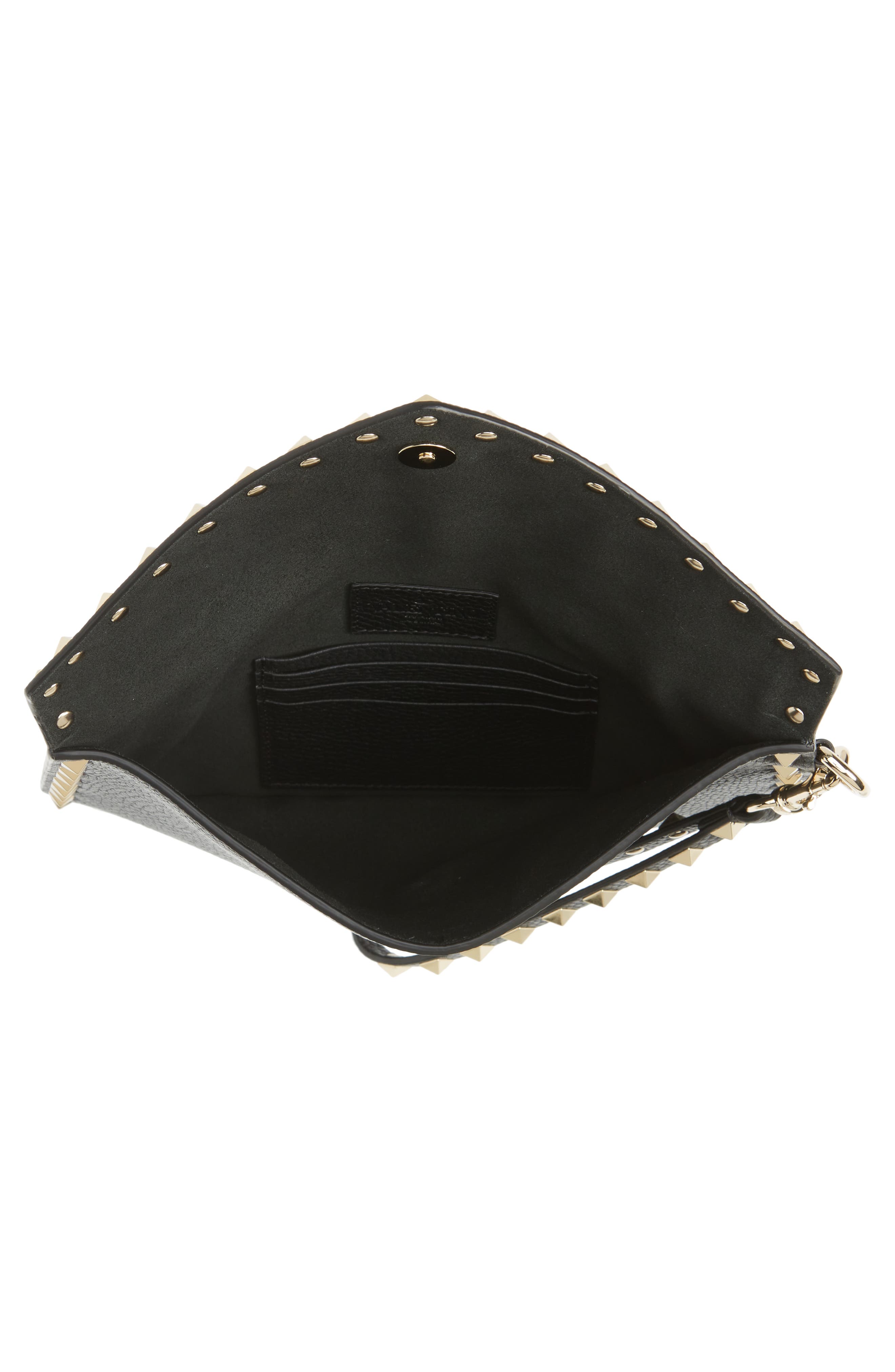 Medium Rockstud Leather Envelope Pouch, Alternate, color, NERO