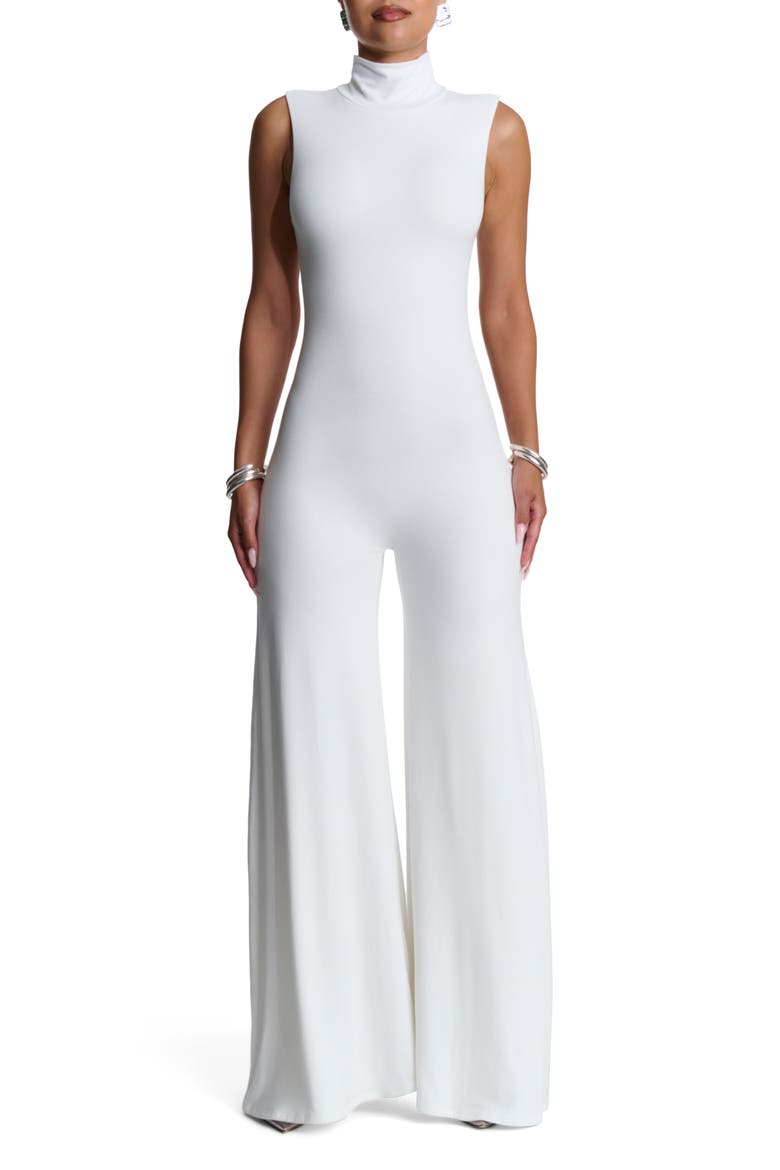 Scrunch Neck Straight Leg Jumpsuit, Main, color, WHITE