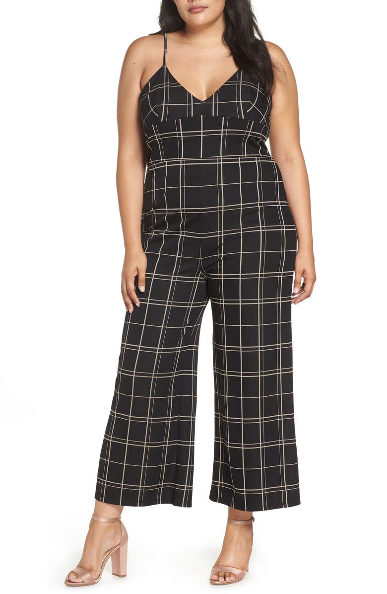 Leith Windowpane Check Jumpsuit, Alternate, color, 