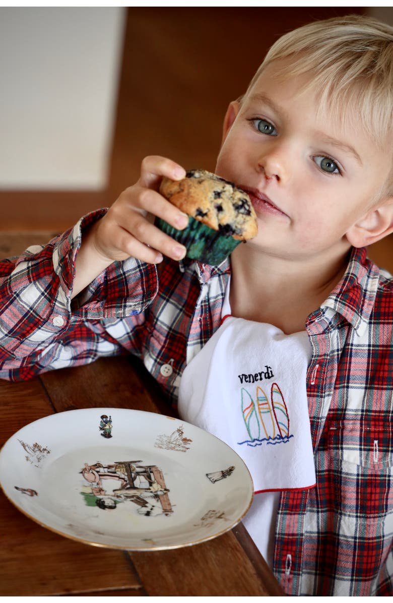 Yumbox Reusable Embroidered Cotton Napkin Set - Days of the Week in Italian, Alternate, color, Blue