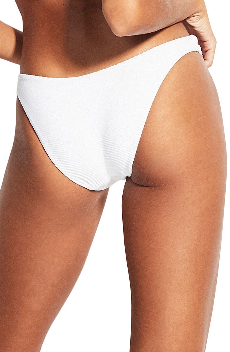 Seafolly High Cut Bikini Bottoms, Alternate, color, Essentials White