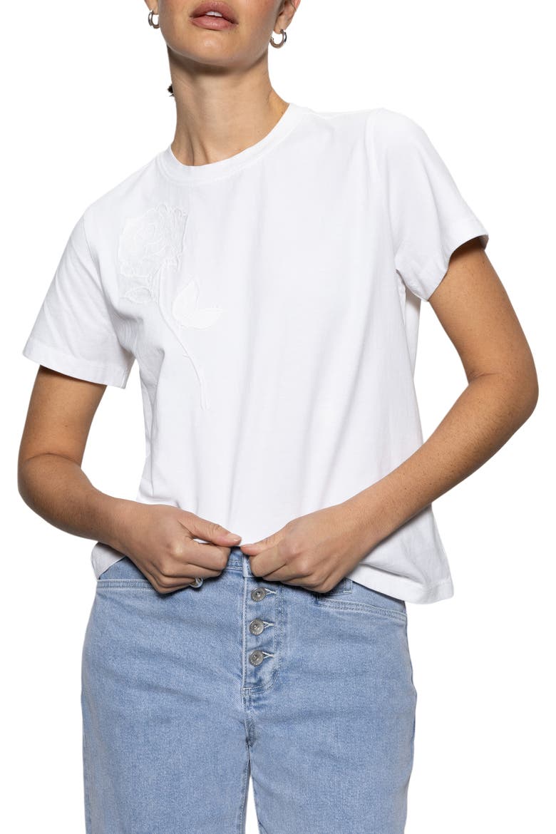 Rose Perfect Cotton T-Shirt, Main, color, WHITE