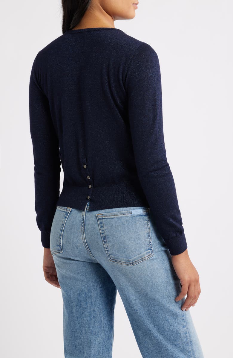 MARGARET O'LEARY Merino Wool Blend Cardigan, Alternate, color, Navy