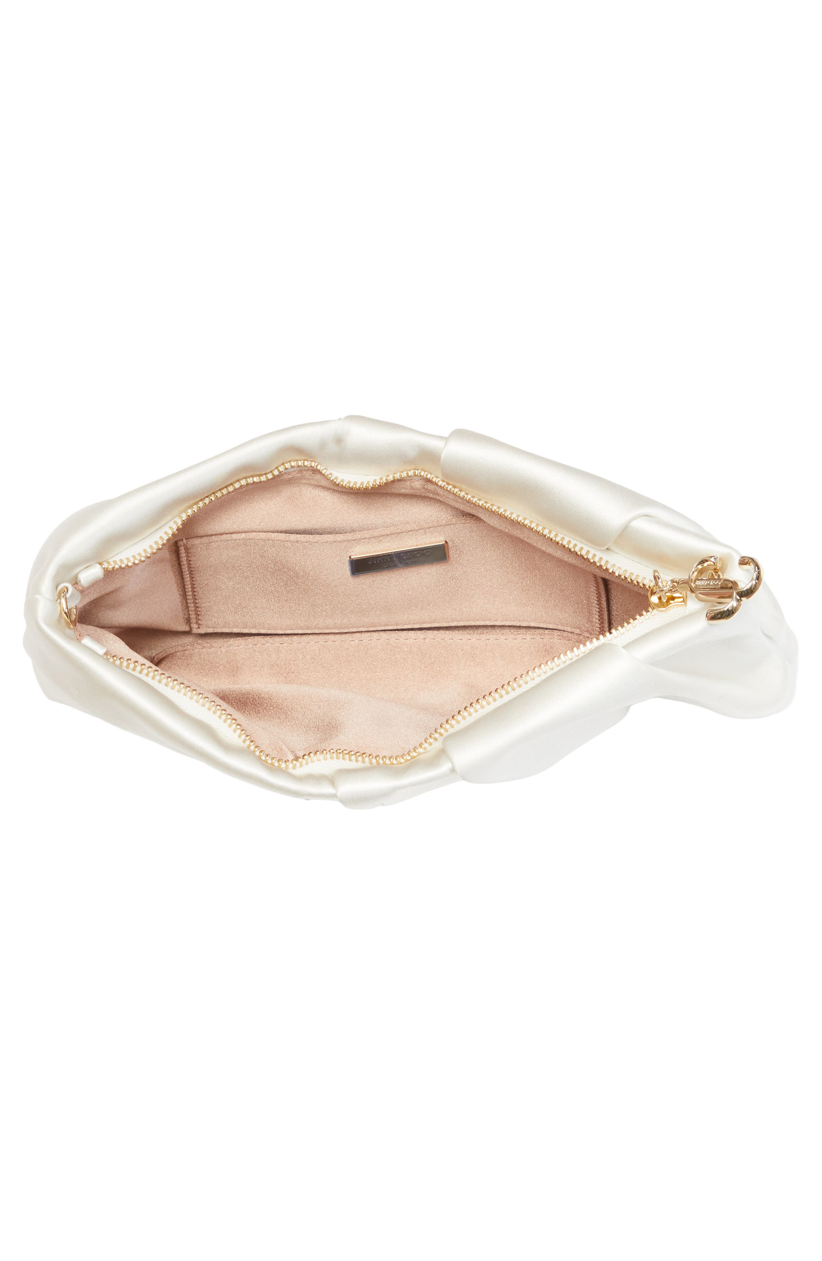 Jimmy Choo Bonny Satin Clutch, Alternate, color, Ivory