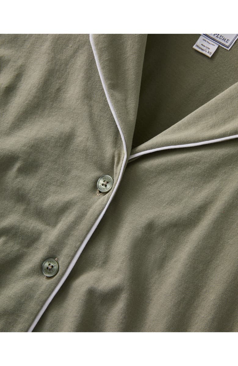 Petite Plume Tulip Piped Pima Cotton Pajamas, Alternate, color, Green