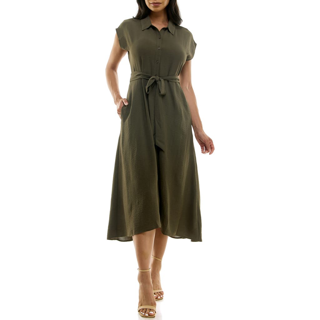 Shop Nina Leonard Tie Waist Midi Shirtdress