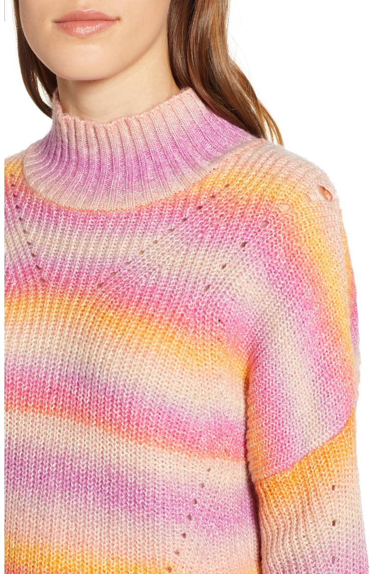 Brinkley Mock Neck Sweater, Alternate, color, PINK MULTI