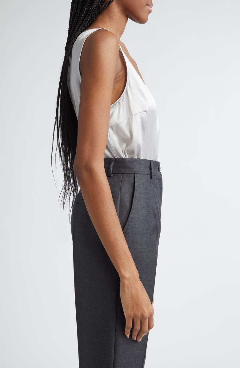 Dolce&Gabbana Logo Scoop Neck Stretch Silk Tank, Alternate, color, N4534 Grigio Chiaro