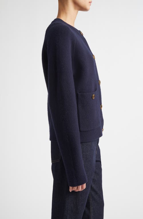 Totême Toteme Hammered Button Cashmere & Wool Cardigan In Blue