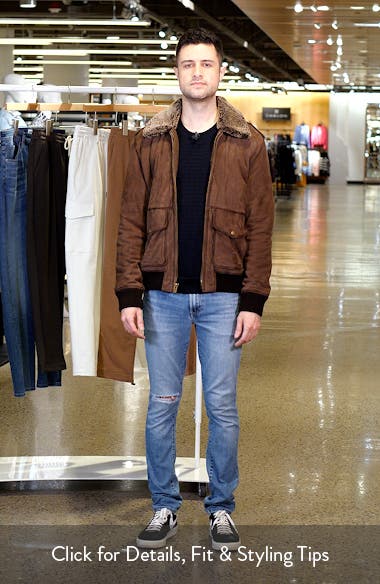 Frye Suede Flight Jacket with Genuine Shearling Collar