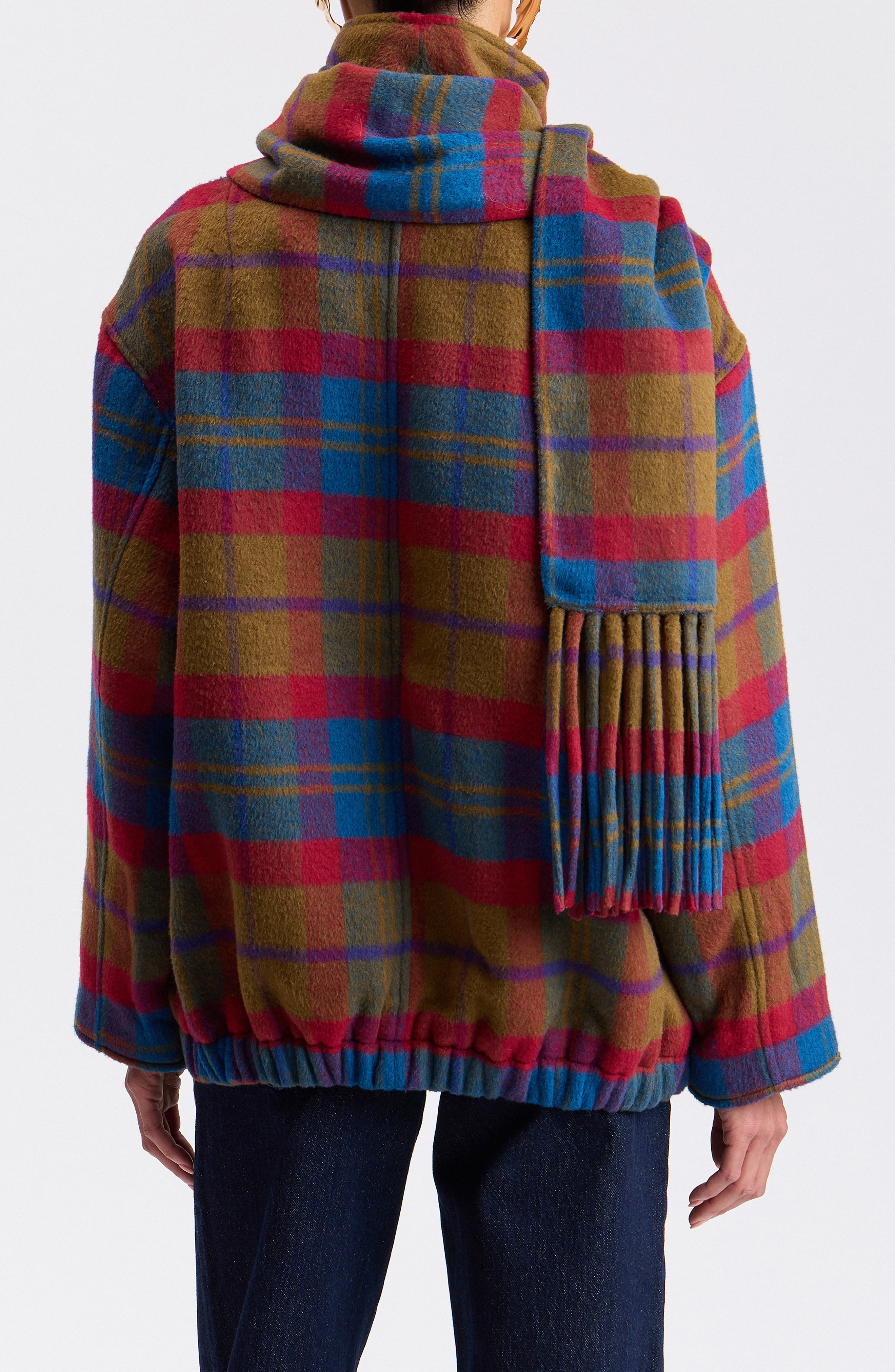 Avec Les Filles Plaid Scarf Bomber Jacket (Women) | Nordstrom