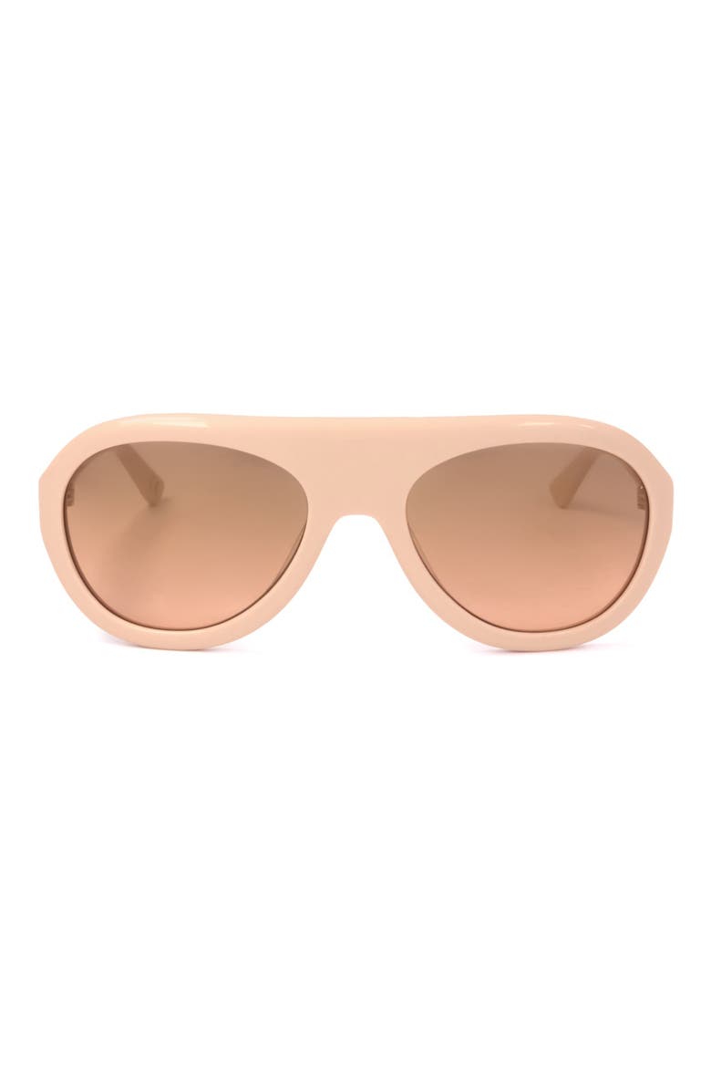 57mm Aviator Sunglasses, Main, color, BEIGE / GROWN TO PINK