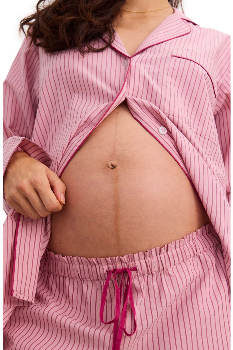 The Striped Cotton Classic PJ Set, Alternate, color, Raspberry Stripe