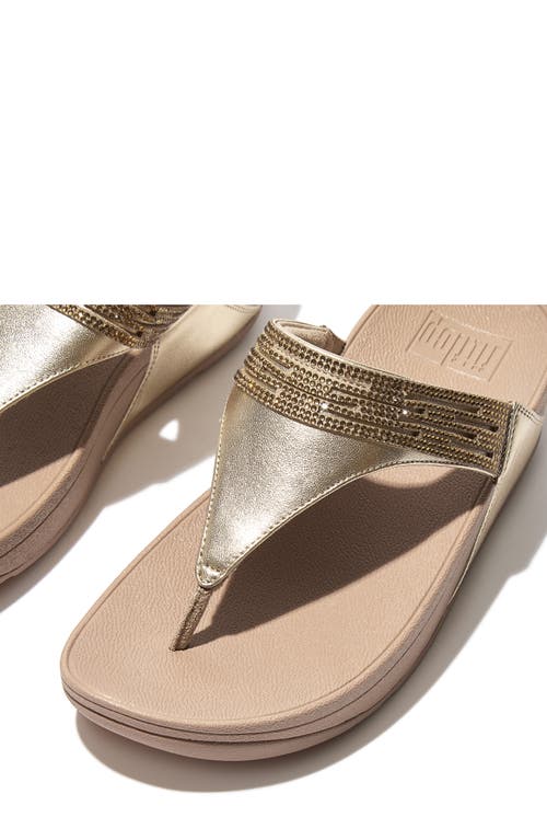 Fitflop Lulu Crystal Leather Wedge Sandal In Platino