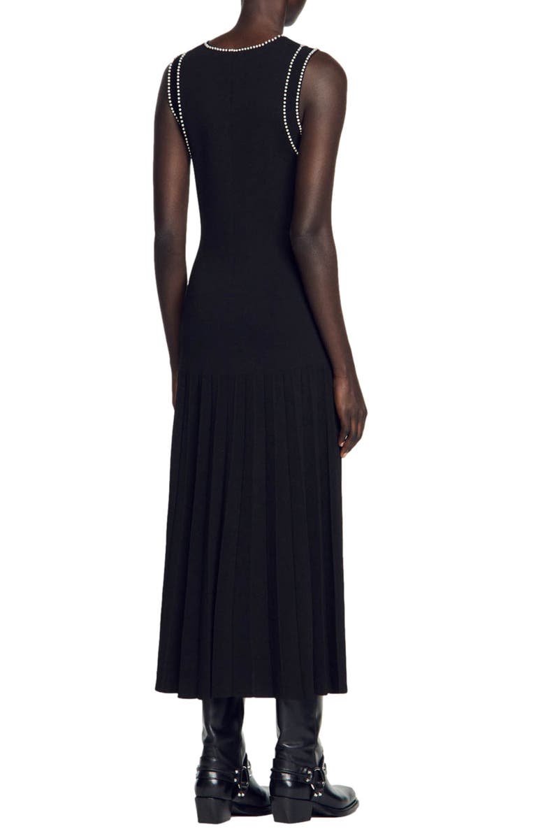 SANDRO Naima Imitation Pearl Button Front Sleeveless Midi Dress, Alternate, color,