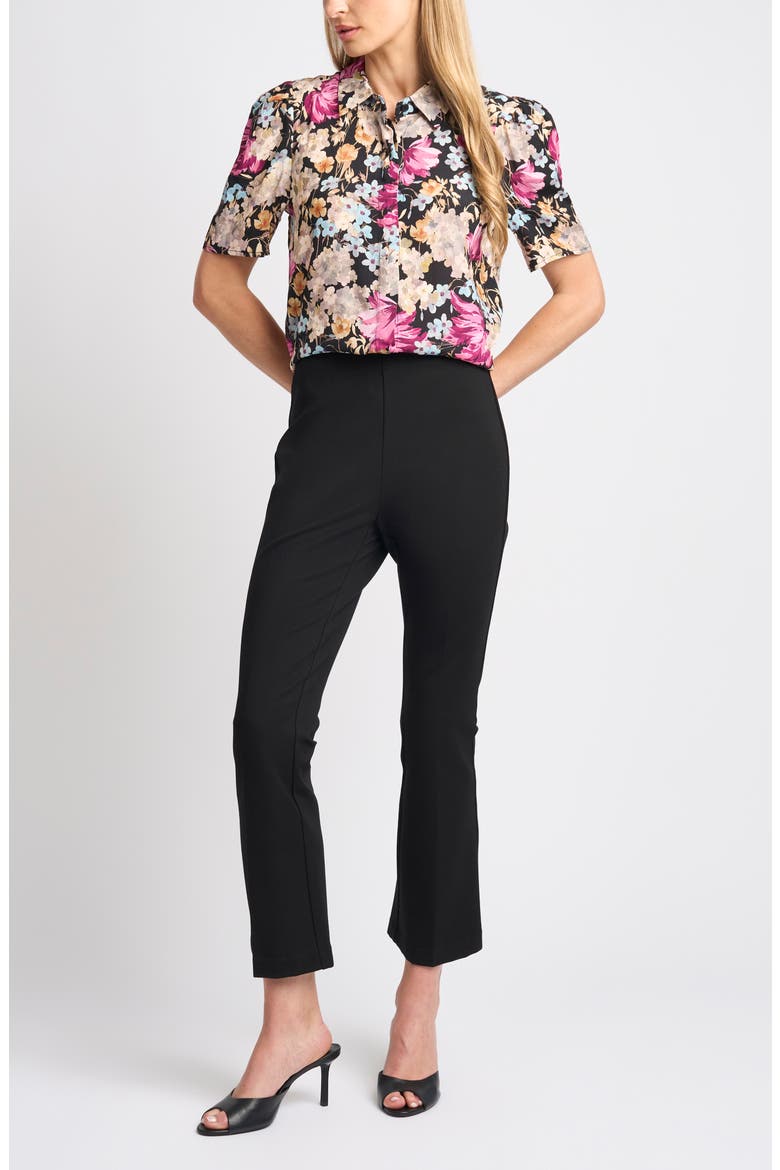 Puff Sleeve Floral Shirt, Alternate, color, RICH BLACK 060