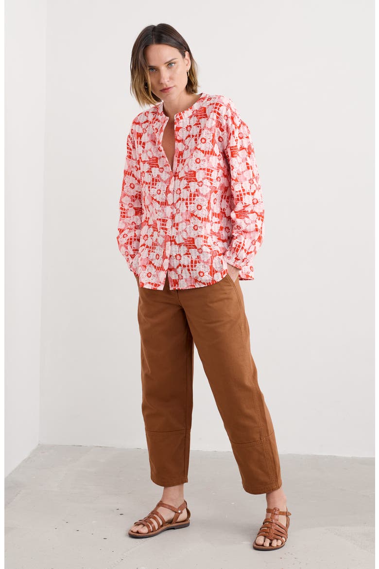 Radiance Floral Organic Cotton Button-Up Shirt, Alternate, color, PATCHWORK BLOOM CHALK