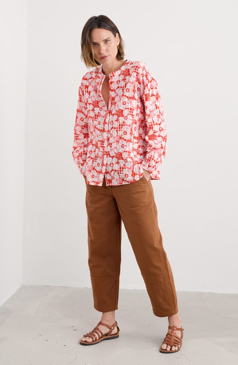 Seasalt Cornwall Radiance Floral Organic Cotton Button-Up Shirt, Alternate, color, Patchwork Bloom Chalk