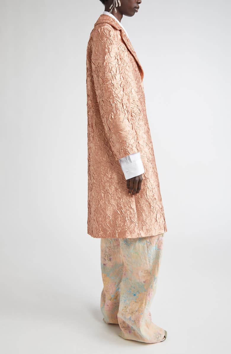 Dries Van Noten Crinkle Finish Velveteen Coat, Alternate, color, Peach