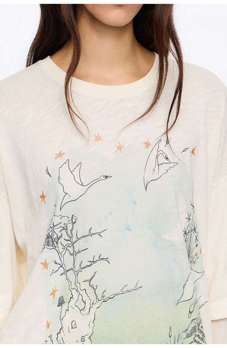 Bimba y Lola Tulle Sleeve T-Shirt, Alternate, color, Ivory