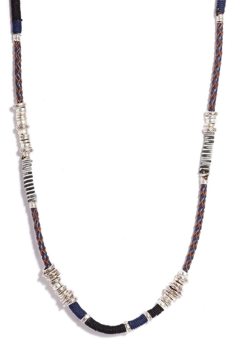 Gas Bijoux Men's Marceau Beaded Leather Necklace, Main, color,