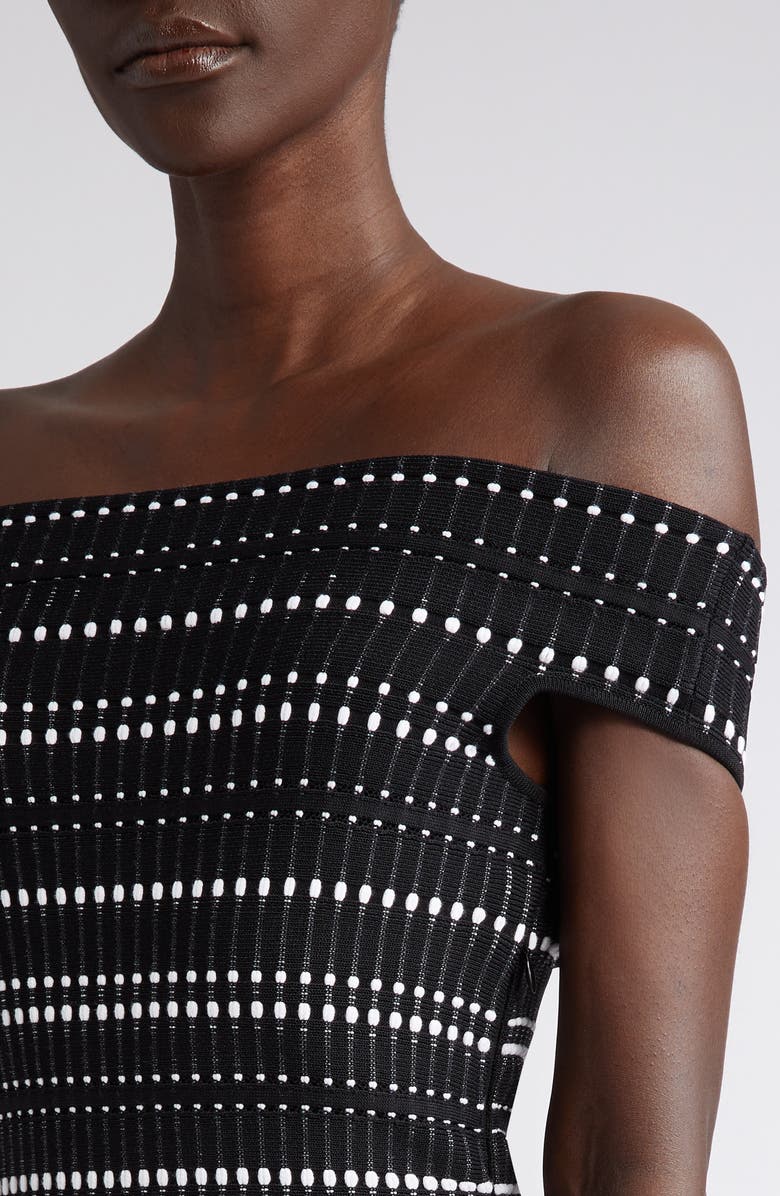 McQueen Off the Shoulder Jacquard Sweater Dress, Alternate, color, 