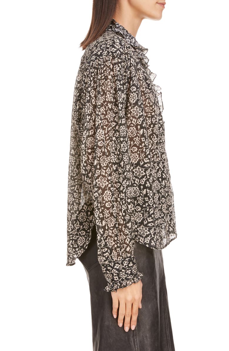 Isabel Marant Étoile Pamias Floral Ruffle Cotton Blouse, Alternate, color, 