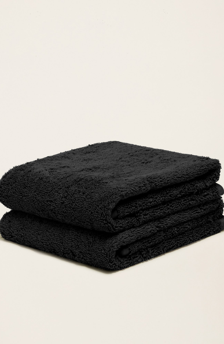 Italic Ultraplush Australian Cotton 2-Piece Washcloth Set, Alternate, color, Black