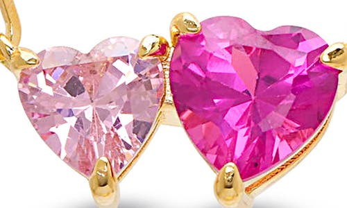 Lily Nily Kids' Double Hearts Cubic Zirconia Necklace In Open Pink