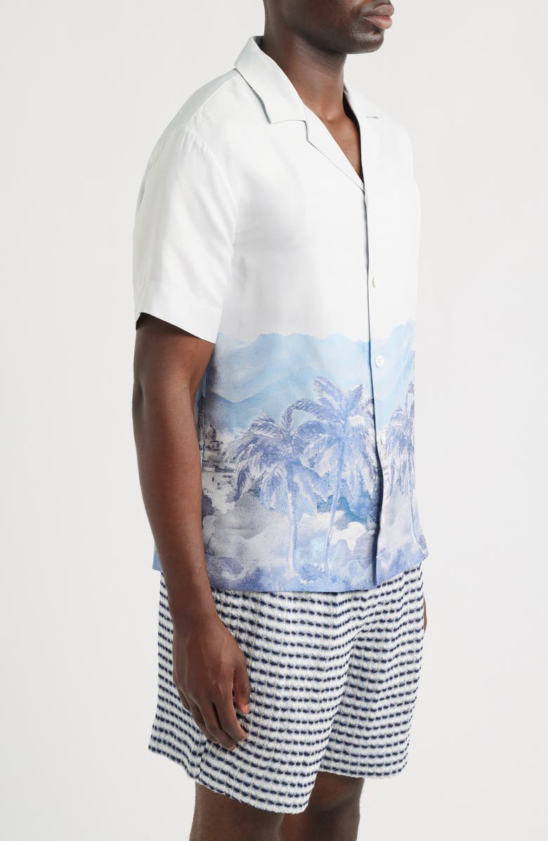 CHÉ Cezane Tropical Jacquard Camp Shirt, Alternate, color, Ivory
