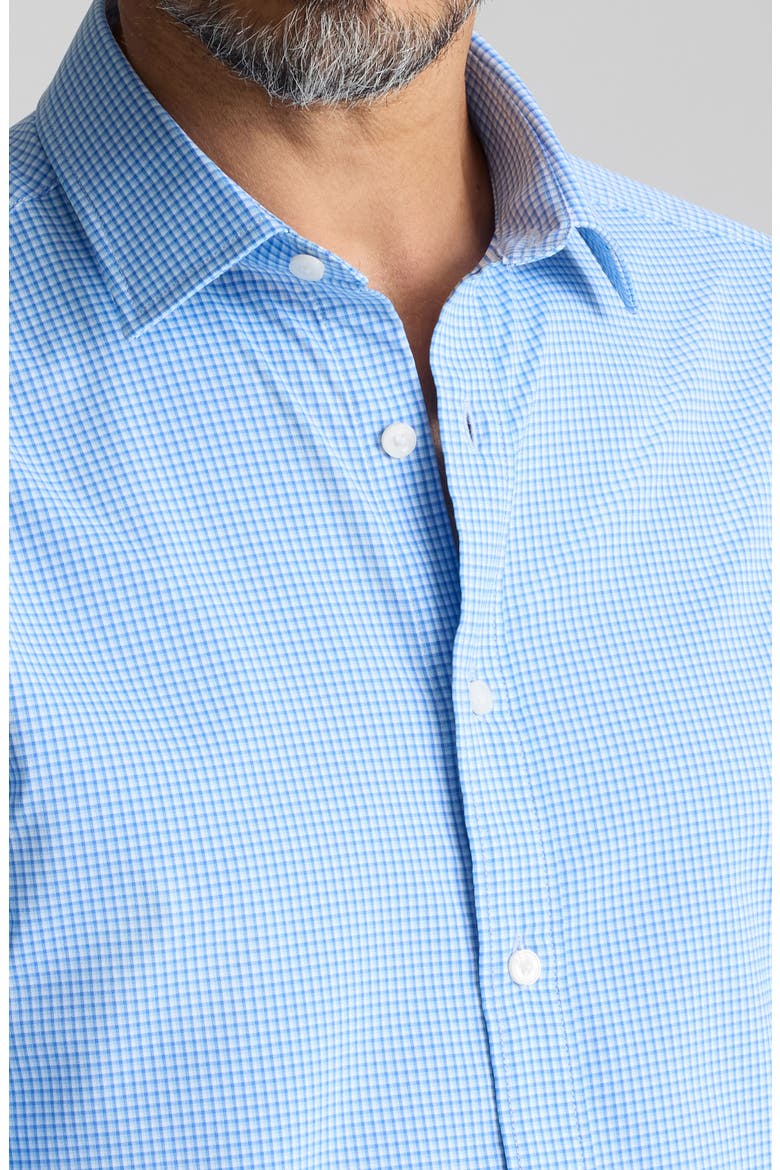 Bravo Microcheck Performance Button-Up Shirt, Alternate, color, BLUE