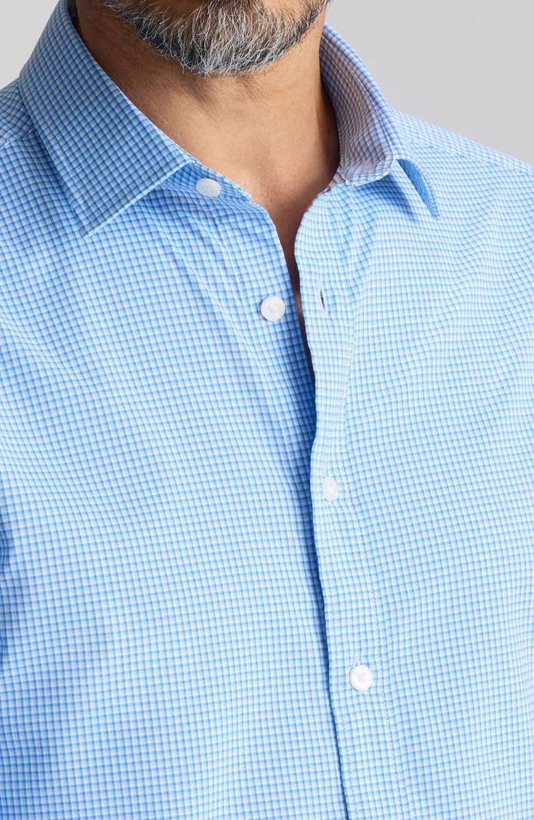 UNTUCKit Bravo Microcheck Performance Button-Up Shirt, Alternate, color, Blue